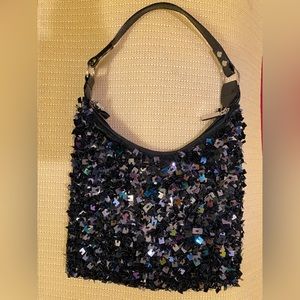 Nicole Lee Collections. Sequin & beaded handbag. Fabric lining. Black.